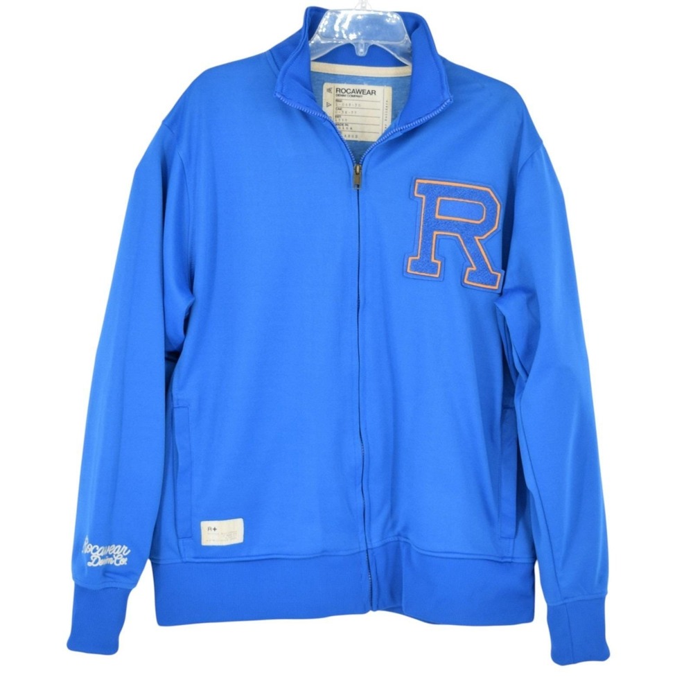 Rocawear Track Jacket Men's 2XL Blue Varsity Master Builders Vtg Y2K Streetwear
